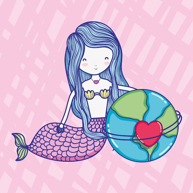 Vector dibujo lindo sirena