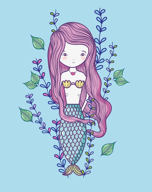 Vector dibujo lindo sirena