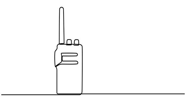 Un dibujo de línea abstracta simple y continua del icono del walkie-talkie móvil en silueta en