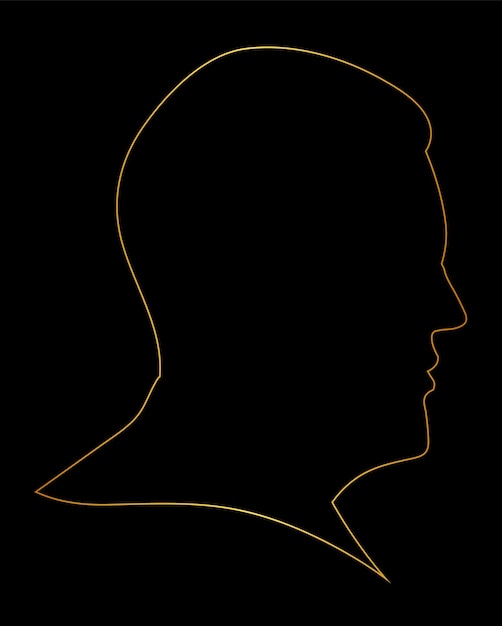 Vector un dibujo de línea amarilla de la cabeza de un hombre.
