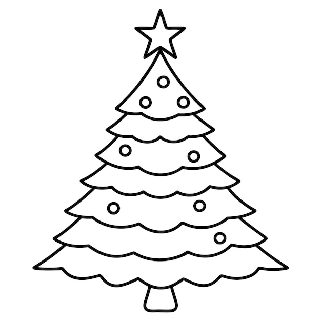dibujo de línea de árbol de Navidad icono vectorial de símbolo de árbol de abeto elementos de diseño de vacaciones aislados en blanco