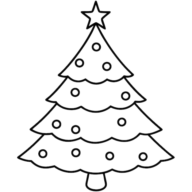 dibujo de línea de árbol de Navidad icono vectorial de símbolo de árbol de abeto elementos de diseño de vacaciones aislados en blanco
