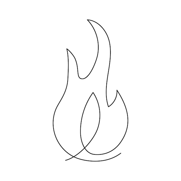 Dibujo de línea de arte único continuo de fuego Icono de gas de hoguera en forma de llama Ilustración vectorial