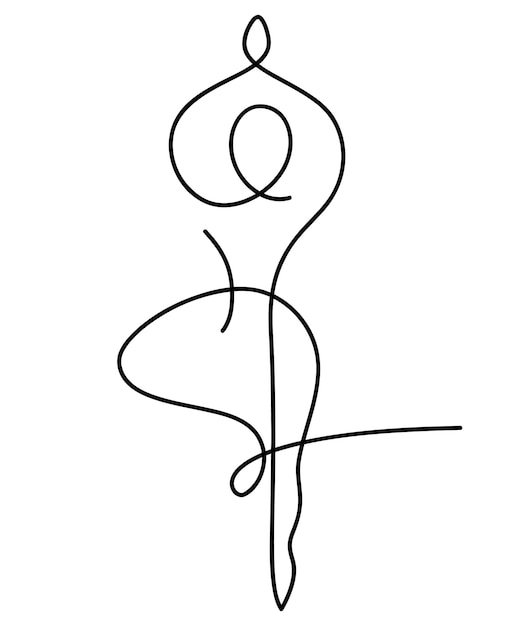 Dibujo de una línea de asana de yoga Concepto de entrenamiento de fitness en forma de cuerpo de mujer Vector lineal de arte continuo