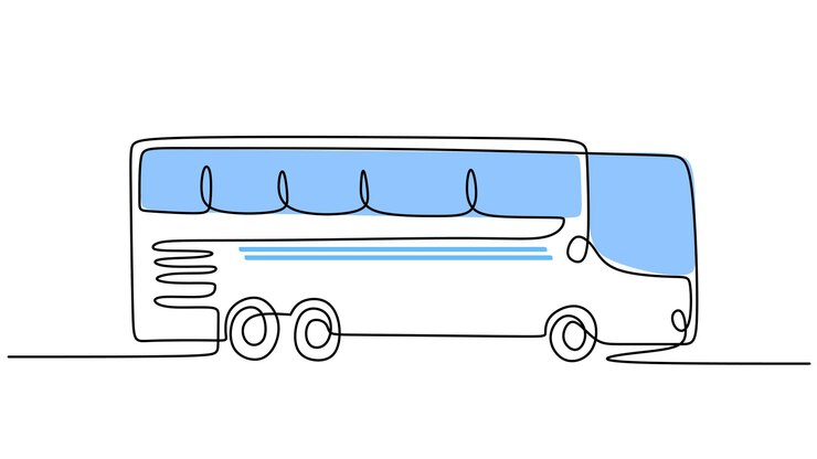 Dibujo de una línea de autobús grande aislado sobre fondo blanco Minimalismo continuo de una sola línea