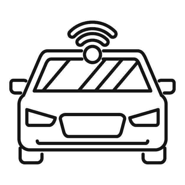Dibujo de una línea de un automóvil de conducción autónoma utilizando una conexión de red inalámbrica