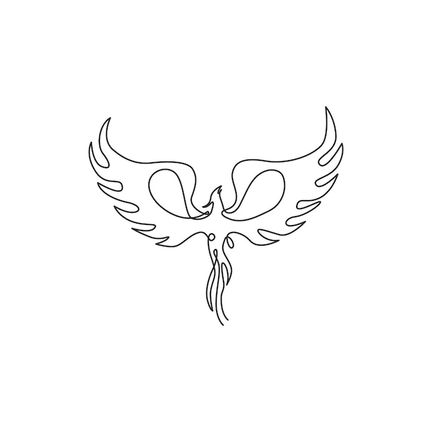 Dibujo de una línea de ave fénix de lujo para la identidad del logotipo de la empresa Concepto de icono de corporación empresarial