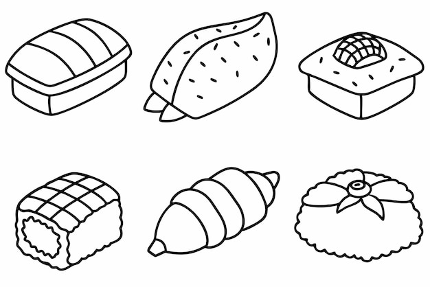 un dibujo de línea de una baguette con una imagen de una fresa en él