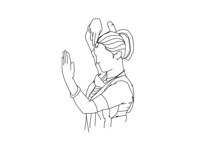 Dibujo de la línea de la bailarina tamil