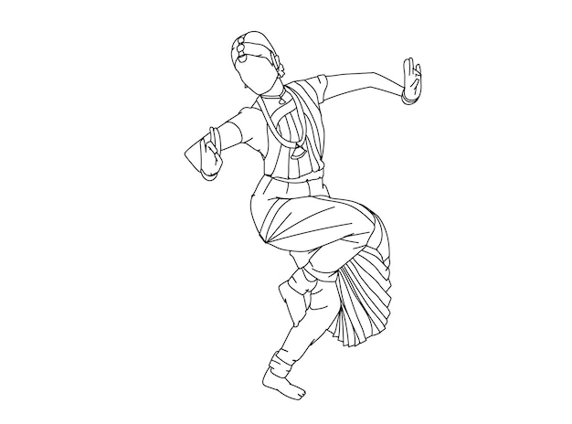 Vector dibujo de la línea de la bailarina tamil