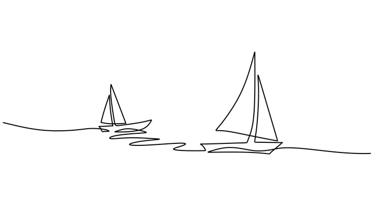 Dibujo de una línea de barco en la playa aislado sobre fondo blanco