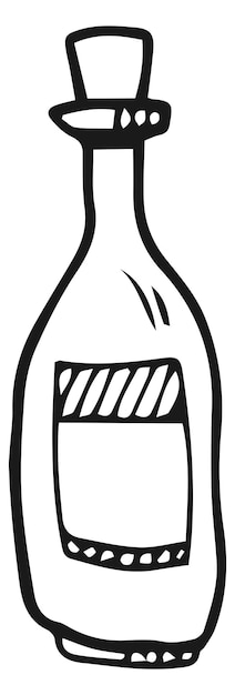 Dibujo de la línea de bebidas alcohólicas en botellas de vino