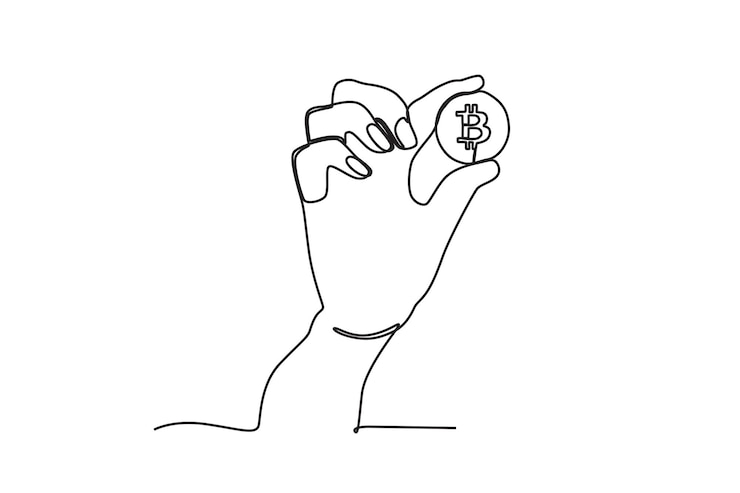 Vector un dibujo en línea de bitcoin criptomoneda bitcoin