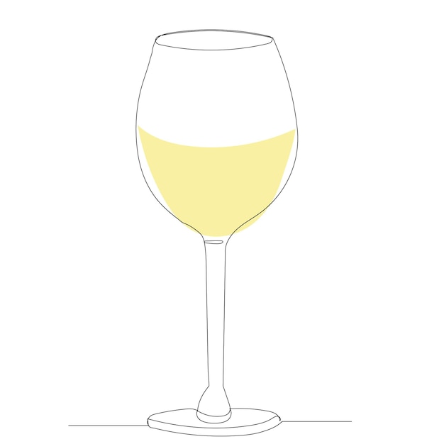 Dibujo de una línea de boceto de copa de vino, vector