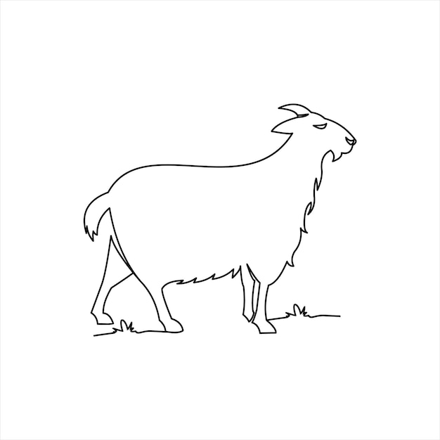 dibujo de línea de cabra para colorear vector animal