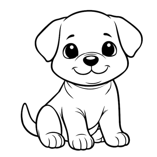 Vector dibujo de línea de cachorro para colorear