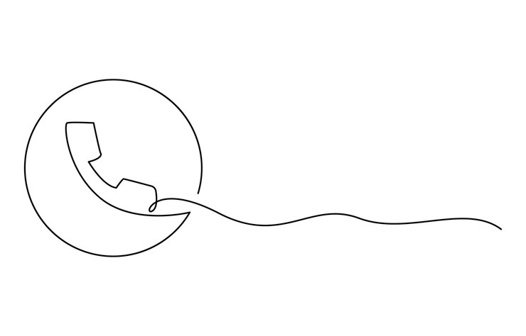 Vector dibujo de línea de la celda del teléfono un solo dibujo del icono del teléfono arte de línea póngase en contacto con nosotros concepto