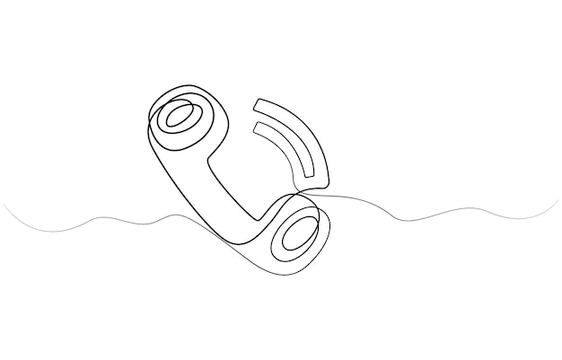 Dibujo de línea de la celda del teléfono Un solo dibujo del icono del teléfono Arte de línea póngase en contacto con nosotros concepto