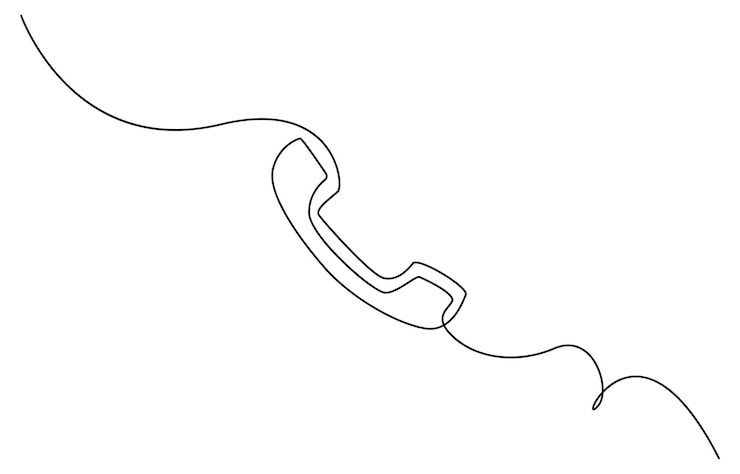 Vector dibujo de línea de la celda del teléfono un solo dibujo del icono del teléfono arte de línea póngase en contacto con nosotros concepto
