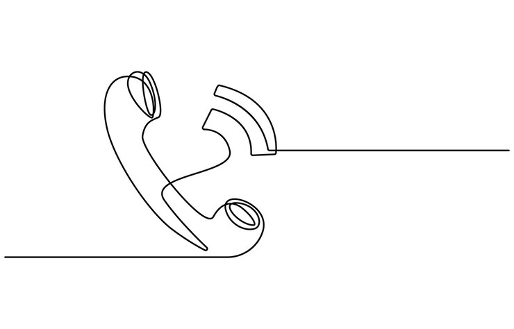 Vector dibujo de línea de la celda del teléfono un solo dibujo del icono del teléfono arte de línea póngase en contacto con nosotros concepto