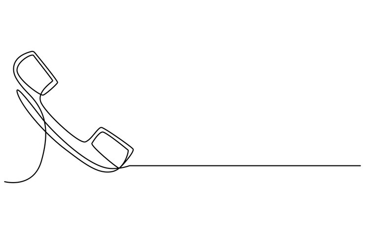 Vector dibujo de línea de la celda del teléfono un solo dibujo del icono del teléfono arte de línea póngase en contacto con nosotros concepto