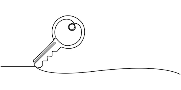 Un dibujo de línea de la clave grande aislada en fondo blanco dibujo en línea continua del vector de la clave