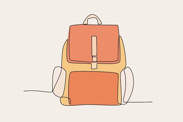 Dibujo en línea del concepto de mochilas de colores