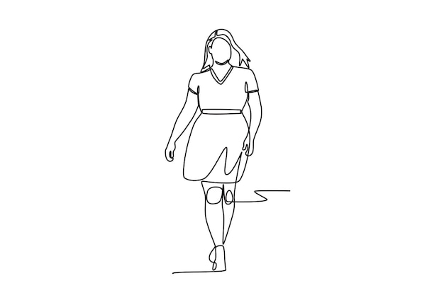 Dibujo en línea del concepto de las mujeres de tamaño plus