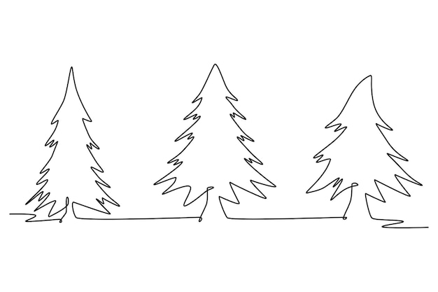 Dibujo en línea del concepto del pino