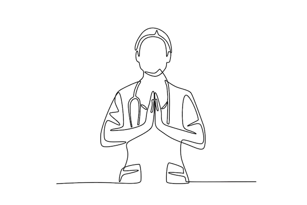 Dibujo en línea del concepto de puestos de trabajo de enfermería