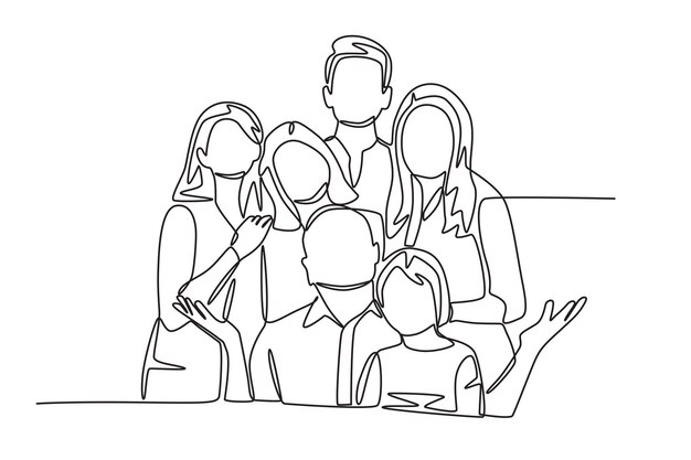 Dibujo en línea del concepto de las reuniones familiares