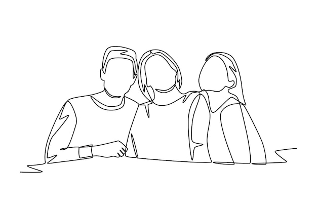 Dibujo en línea del concepto de las reuniones familiares