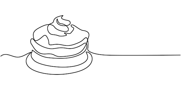 Dibujo de línea continua 10 Juli28eps Vector de pastel de galleta de cereza roja Dibujo continuo de una línea