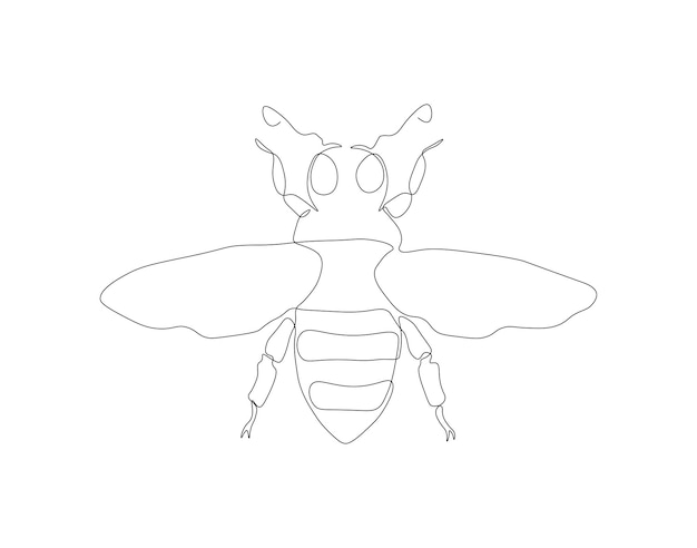 Dibujo de línea continua de abeja Una línea de abeja voladora Insectos voladores concepto arte de línea continua Contorno editable