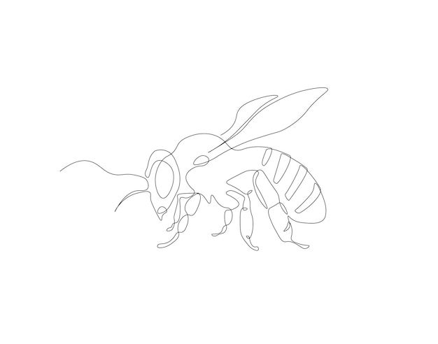Dibujo de línea continua de abeja Una línea de abeja voladora Insectos voladores concepto arte de línea continua Contorno editable
