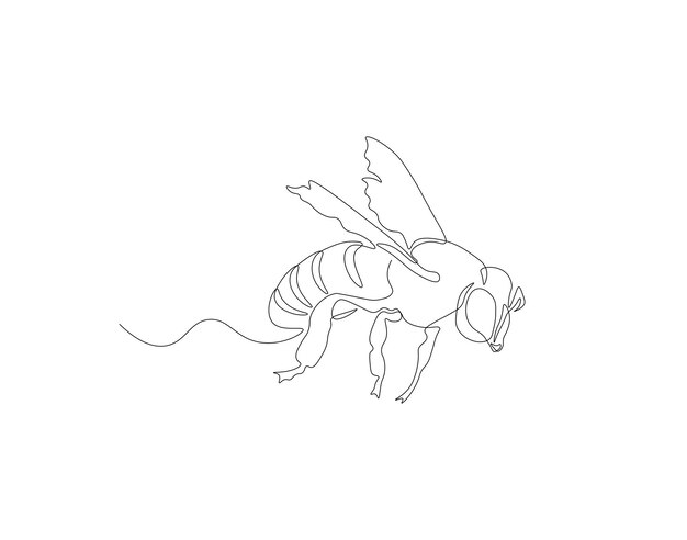 Dibujo de línea continua de abeja Una línea de abeja voladora Insectos voladores concepto arte de línea continua Contorno editable