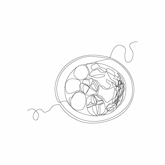 dibujo de línea continua de albóndigas en un tazón