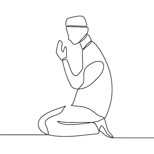 dibujo de línea continua en alguien está rezando