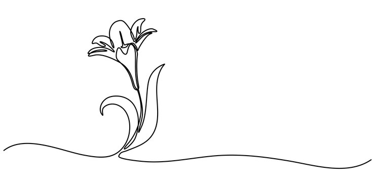 Vector dibujo de línea continua con anchura variable de trota de lirio con trazo editable de lirio de línea continua