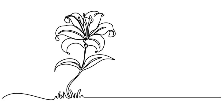 Vector dibujo de línea continua con anchura variable de trota de lirio con trazo editable de lirio de línea continua