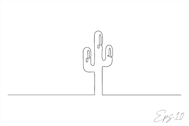 dibujo de línea continua de un árbol de cactus