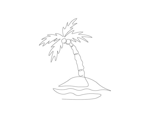 Dibujo de línea continua del árbol de coco Una línea del árbol de cocos Árbol de coco Arte de línea continua Contorno editable