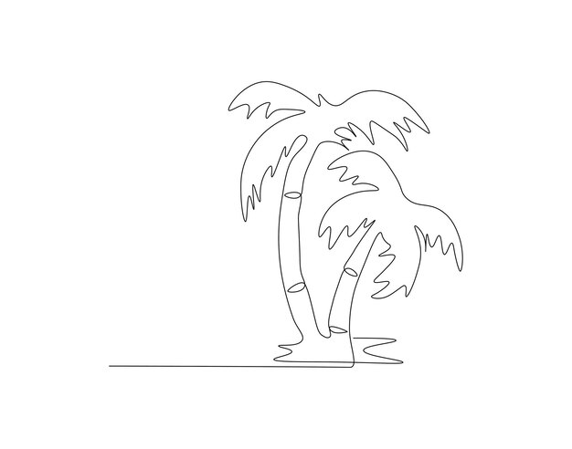 Dibujo de línea continua del árbol de coco Una línea del árbol de cocos Árbol de coco Arte de línea continua Contorno editable