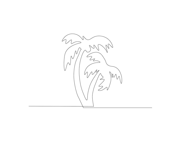 Dibujo de línea continua del árbol de coco Una línea del árbol de cocos Árbol de coco Arte de línea continua Contorno editable