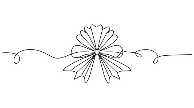 Dibujo de línea continua de arco de cinta decorativa línea editable nudo de arco festivo minimalista negro
