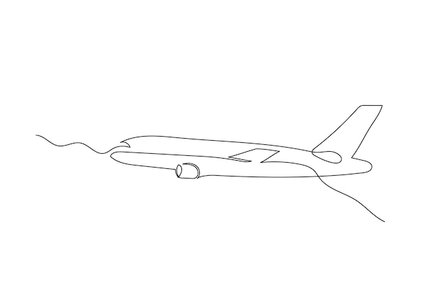 Dibujo de línea continua de un avión arte minimalista