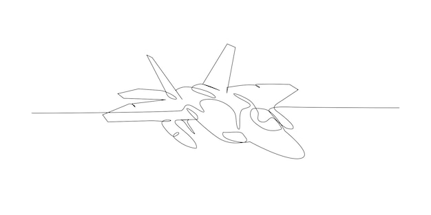 Dibujo de línea continua de un avión de combate
