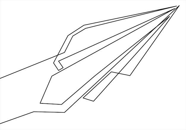 Vector dibujo de línea continua de avión de papel ilustración de mensaje de icono de negocio vectorial