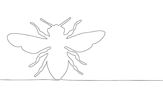 Dibujo de línea continua de avispa Ilustración minimalista vectorial en blanco y negro del concepto de insecto
