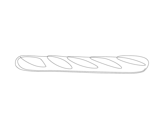 Vector dibujo de línea continua de baguette francesa una línea de baguete pan francés arte de línea continua contorno editable